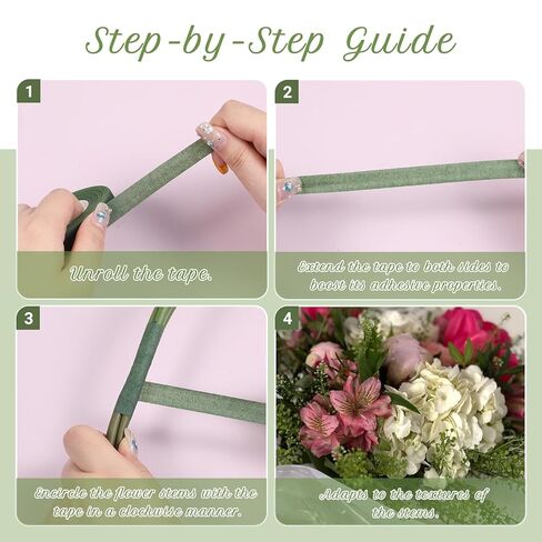 Green Floral Tape, 4 Rolls 1/2 Inch Wide Floral Tape for Fresh Flowers Flower Bouquet Accessories for Bouquets Stem Wrapping Florals Arranging Craft Projects Corsages Wedding Bouquet (30 Yard) in Saudi Arabia