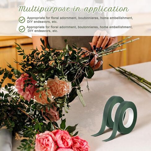 Green Floral Tape, 4 Rolls 1/2 Inch Wide Floral Tape for Fresh Flowers Flower Bouquet Accessories for Bouquets Stem Wrapping Florals Arranging Craft Projects Corsages Wedding Bouquet (30 Yard) in Saudi Arabia