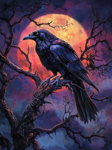 مجموعة غرز متقاطعة مطبوعة مسبقًا على فرع 11CT من DIY Gothic Black Raven للبالغين والمبتدئين، نمط إبرة سهل لديكور المنزل والحرف اليدوية 224 in Saudi Arabia