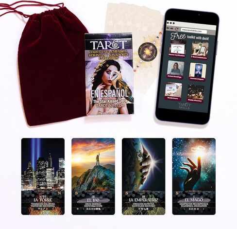 Tarot Skills Star Kissed Tarot Deck, Tarot Cards with Meanings on Them Including “Golden Dawn" Astrology Zodiac and Planets, Keywords, Reversed, Elements, Includes Online Education for Learning Tarot! in Saudi Arabia