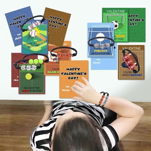 30 حزمة من بطاقات عيد الحب مع أساور خرز الصداقة، وتبادل هدايا عيد الحب للأولاد والبنات، لوازم حفلات عيد الحب للأطفال في الفصول الدراسية، وفصول هدايا عيد الحب in Kuwait