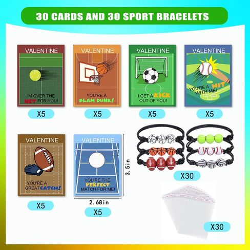 30 حزمة من بطاقات عيد الحب مع أساور خرز الصداقة، وتبادل هدايا عيد الحب للأولاد والبنات، لوازم حفلات عيد الحب للأطفال في الفصول الدراسية، وفصول هدايا عيد الحب in Kuwait