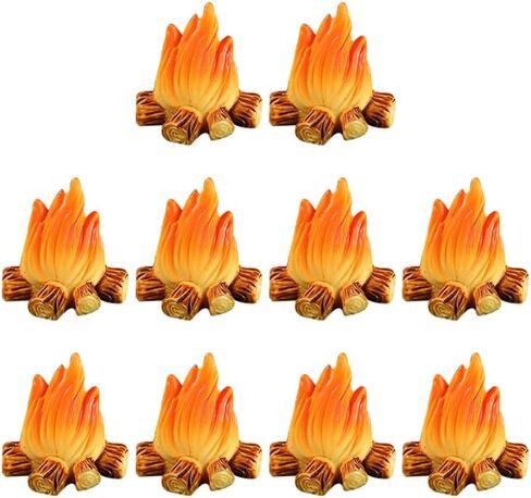 تماثيل اللهب المصغرة من الراتنج من Angoily، 10 قطع من نموذج نار النار من الراتنج المزيف، ملحقات المدينة الصغيرة لعيد الميلاد لإكسسوارات قرية عيد الميلاد الصغيرة DIY مشهد حديقة المنزل المناظر الطبيعية in Kuwait