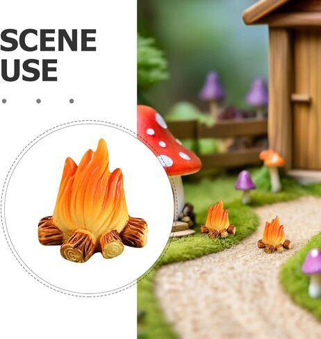 تماثيل اللهب المصغرة من الراتنج من Angoily، 10 قطع من نموذج نار النار من الراتنج المزيف، ملحقات المدينة الصغيرة لعيد الميلاد لإكسسوارات قرية عيد الميلاد الصغيرة DIY مشهد حديقة المنزل المناظر الطبيعية in Kuwait