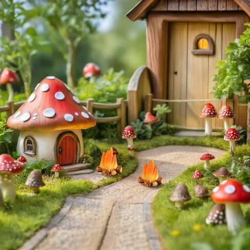 تماثيل اللهب المصغرة من الراتنج من Angoily، 10 قطع من نموذج نار النار من الراتنج المزيف، ملحقات المدينة الصغيرة لعيد الميلاد لإكسسوارات قرية عيد الميلاد الصغيرة DIY مشهد حديقة المنزل المناظر الطبيعية in Kuwait