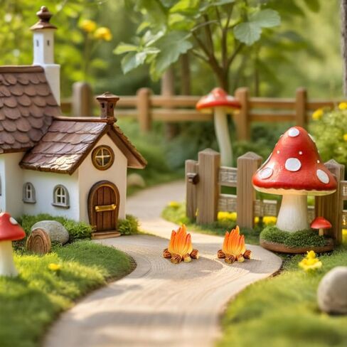 تماثيل اللهب المصغرة من الراتنج من Angoily، 10 قطع من نموذج نار النار من الراتنج المزيف، ملحقات المدينة الصغيرة لعيد الميلاد لإكسسوارات قرية عيد الميلاد الصغيرة DIY مشهد حديقة المنزل المناظر الطبيعية in Kuwait