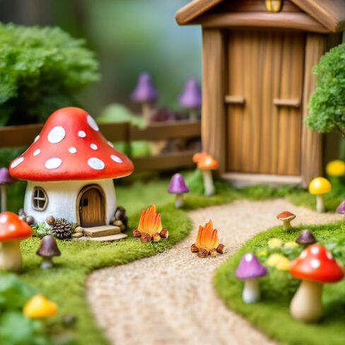 تماثيل اللهب المصغرة من الراتنج من Angoily، 10 قطع من نموذج نار النار من الراتنج المزيف، ملحقات المدينة الصغيرة لعيد الميلاد لإكسسوارات قرية عيد الميلاد الصغيرة DIY مشهد حديقة المنزل المناظر الطبيعية in Kuwait