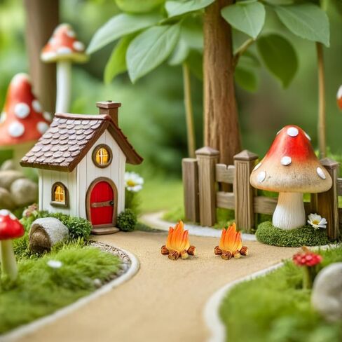 تماثيل اللهب المصغرة من الراتنج من Angoily، 10 قطع من نموذج نار النار من الراتنج المزيف، ملحقات المدينة الصغيرة لعيد الميلاد لإكسسوارات قرية عيد الميلاد الصغيرة DIY مشهد حديقة المنزل المناظر الطبيعية in Kuwait