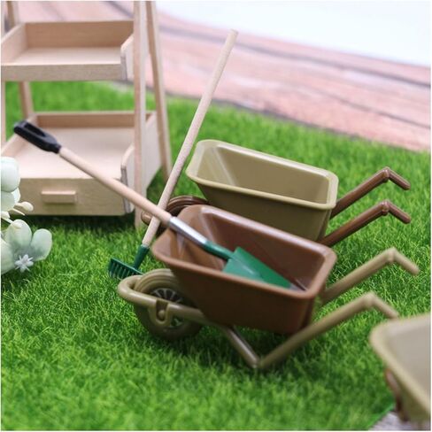 6pcs Miniature Wheelbarrow Model Mini Plastic Cart Realistic Dollhouse Wheelbarrow for Landscape Garden and Crafts Realistic Mini Farm Tool for Display in Saudi Arabia