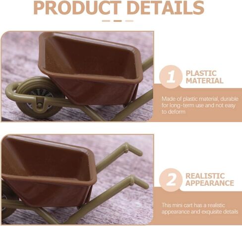 6pcs Miniature Wheelbarrow Model Mini Plastic Cart Realistic Dollhouse Wheelbarrow for Landscape Garden and Crafts Realistic Mini Farm Tool for Display in Saudi Arabia