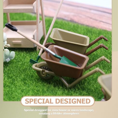 6pcs Miniature Wheelbarrow Model Mini Plastic Cart Realistic Dollhouse Wheelbarrow for Landscape Garden and Crafts Realistic Mini Farm Tool for Display in Saudi Arabia