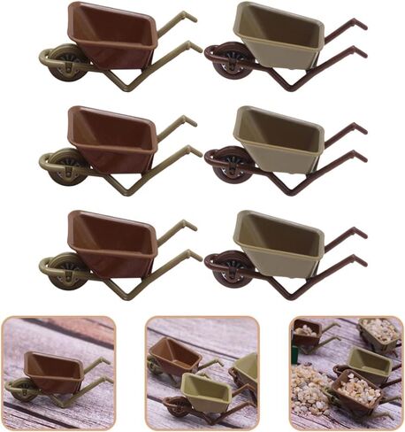 6pcs Miniature Wheelbarrow Model Mini Plastic Cart Realistic Dollhouse Wheelbarrow for Landscape Garden and Crafts Realistic Mini Farm Tool for Display in Saudi Arabia