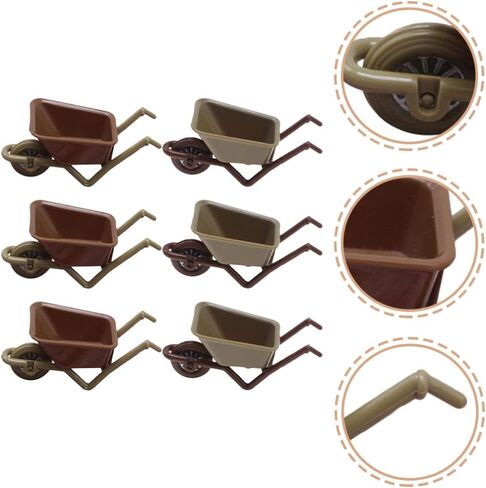 6pcs Miniature Wheelbarrow Model Mini Plastic Cart Realistic Dollhouse Wheelbarrow for Landscape Garden and Crafts Realistic Mini Farm Tool for Display in Saudi Arabia