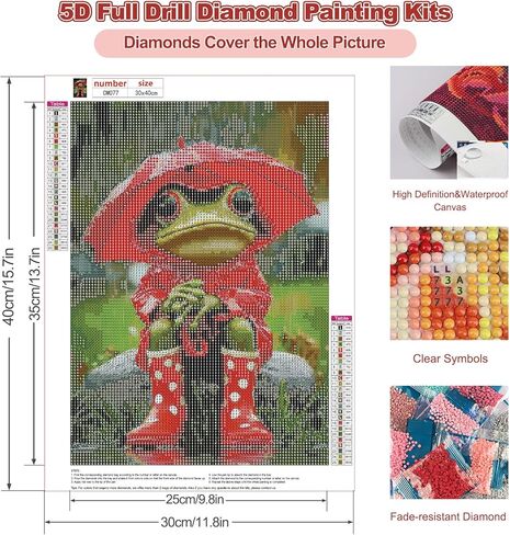 CEOVR Frog Diamond Art Kits for Adults, Funny Diamond Painting Dots 5D DIY Full Drill Gem Art, Wall Decor for Home Office 12x16in in Saudi Arabia