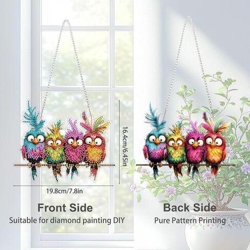 TOSTOG Hanging Diamond Art Kits for Adults, Diamond Paintings for Adults Window Pendants, Birds Diamond Art Kits Window Pendants, 5D Diamond Paintings Hanging Pendant Kit Gem Painting Wall Decor Gift in Saudi Arabia