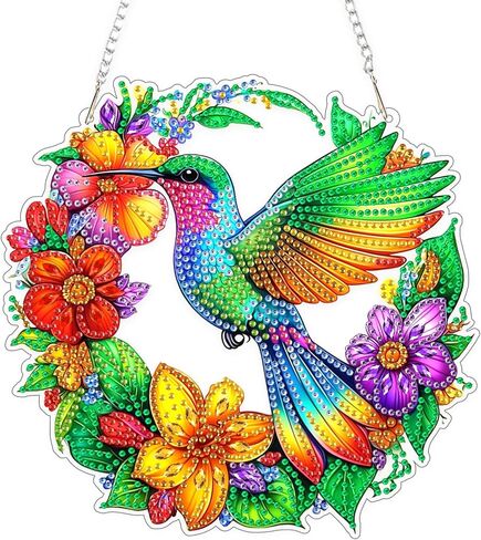 TOSTOG Hanging Diamond Art Kits for Adults, Diamond Paintings for Adults Window Pendants, Birds Diamond Art Kits Window Pendants, 5D Diamond Paintings Hanging Pendant Kit Gem Painting Wall Decor Gift in Saudi Arabia