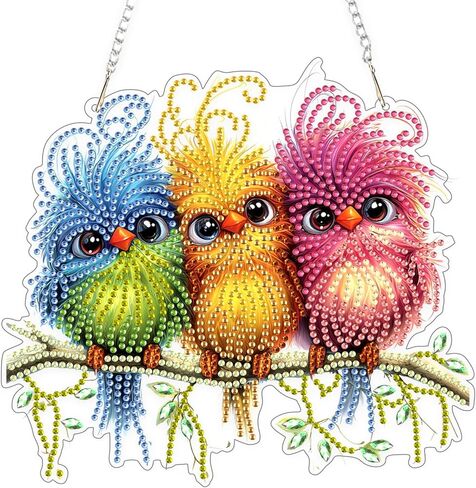 TOSTOG Hanging Diamond Art Kits for Adults, Diamond Paintings for Adults Window Pendants, Birds Diamond Art Kits Window Pendants, 5D Diamond Paintings Hanging Pendant Kit Gem Painting Wall Decor Gift in Saudi Arabia