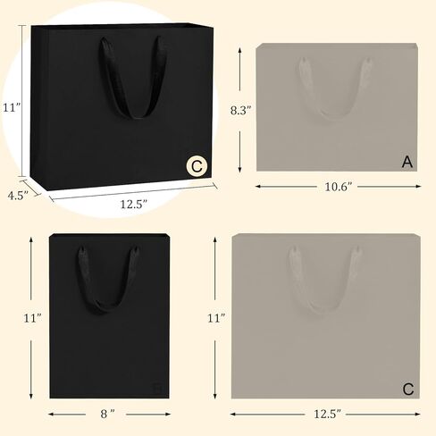 BagDream Black Gift Bags 12.5x4.5x11 50Pcs Large Black Paper Bags with Handles Bulk, Sturdy Paper Gift Sacks for Birthday Wedding Party Favors, Retail, Shopping in Saudi Arabia