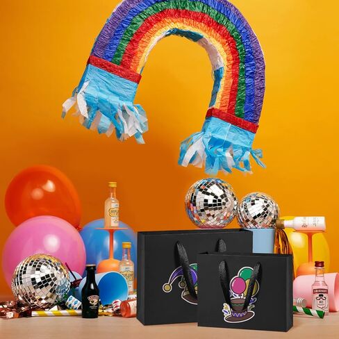 BagDream Black Gift Bags 12.5x4.5x11 50Pcs Large Black Paper Bags with Handles Bulk, Sturdy Paper Gift Sacks for Birthday Wedding Party Favors, Retail, Shopping in Saudi Arabia