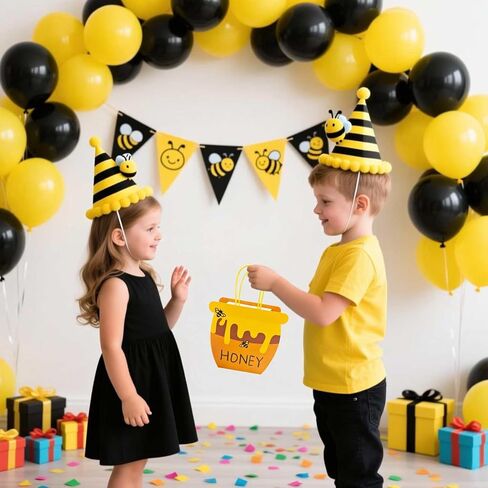Bacideler Bee Themed Party Favor Bags Honey Bee Pot Gift Bags with Handles Honey Jars Goodie Treat Bags for Bee Day Baby Shower First Birthday Wedding Party Gifts Bag Pack of 8 in Saudi Arabia