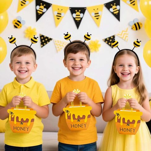 Bacideler Bee Themed Party Favor Bags Honey Bee Pot Gift Bags with Handles Honey Jars Goodie Treat Bags for Bee Day Baby Shower First Birthday Wedding Party Gifts Bag Pack of 8 in Saudi Arabia