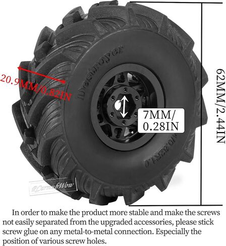 1.0 Beadlock Wheel Tires Set for 1/24 1/18 RC Crawler Car SCX24 TRX4M,1.0 Beadlock Wheels and Tires Alloy rc Wheel Rims Super Soft Sticky Tires,Rainbow in Saudi Arabia