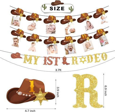 زينة عيد ميلاد ماي فيرست روديو، زينة بطابع هومباي Western Cowboy First Birthday، لافتة صور 1st لتزيين الكيك والكب كيك، مجموعة قوس إكليل بالونات in Kuwait