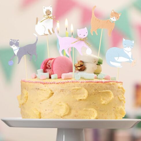Vesici 48 Pcs Cute Kitten Cupcake Kit Include 24 Cat Cupcake Toppers and 24 Blue Pink Cake Liners Kitten Pet Themed Party Supplies for Birthday Pet Adoption Party Decorations in Saudi Arabia
