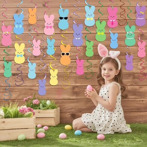 30 قطعة من زينة عيد الفصح المعلقة، زينة عيد الفصح المعلقة على شكل أرنب للمكتب، زينة معلقة لسقف عيد الفصح، زخارف معلقة على شكل دوامات للمنزل والمدرسة والفصول الدراسية والمكتب وديكور عيد الفصح in Kuwait