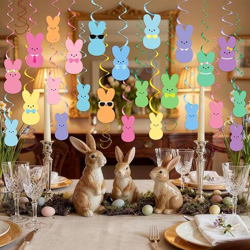 30 قطعة من زينة عيد الفصح المعلقة، زينة عيد الفصح المعلقة على شكل أرنب للمكتب، زينة معلقة لسقف عيد الفصح، زخارف معلقة على شكل دوامات للمنزل والمدرسة والفصول الدراسية والمكتب وديكور عيد الفصح in Kuwait