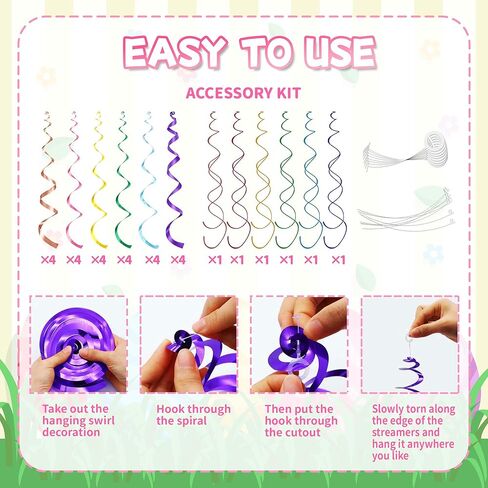 30 قطعة من زينة عيد الفصح المعلقة، زينة عيد الفصح المعلقة على شكل أرنب للمكتب، زينة معلقة لسقف عيد الفصح، زخارف معلقة على شكل دوامات للمنزل والمدرسة والفصول الدراسية والمكتب وديكور عيد الفصح in Kuwait