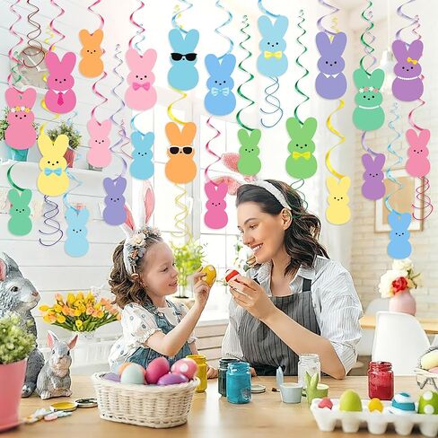 30 قطعة من زينة عيد الفصح المعلقة، زينة عيد الفصح المعلقة على شكل أرنب للمكتب، زينة معلقة لسقف عيد الفصح، زخارف معلقة على شكل دوامات للمنزل والمدرسة والفصول الدراسية والمكتب وديكور عيد الفصح in Kuwait