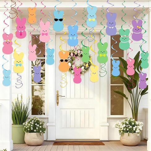 30 قطعة من زينة عيد الفصح المعلقة، زينة عيد الفصح المعلقة على شكل أرنب للمكتب، زينة معلقة لسقف عيد الفصح، زخارف معلقة على شكل دوامات للمنزل والمدرسة والفصول الدراسية والمكتب وديكور عيد الفصح in Kuwait