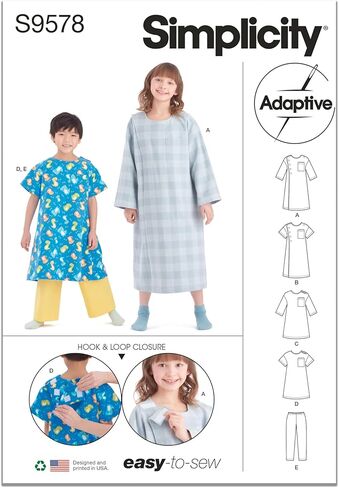 Simplicity SS9578K5 حزمة نمط خياطة ثوب التعافي للأطفال والسراويل القابلة للسحب، رمز التصميم S9578، الأحجام 7-8-10-12-14 in Saudi Arabia