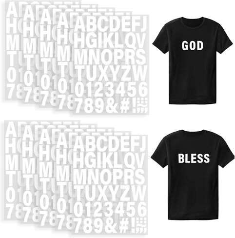 10 Sheets 2 Inch Iron-On Letters and Numbers, A-Z and 0-9 PU Heat Transfer Vinyl for T-Shirts, Jersey and DIY Apparel (White) in Saudi Arabia