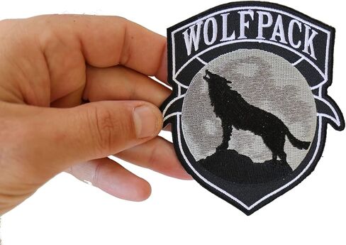 Wolfpack Patch Wolf Howling Moon Silhouette - 4x3.6 inch. Embroidered Iron on Patch (P6139) in Kuwait