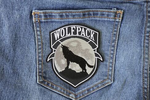 Wolfpack Patch Wolf Howling Moon Silhouette - 4x3.6 inch. Embroidered Iron on Patch (P6139) in Kuwait