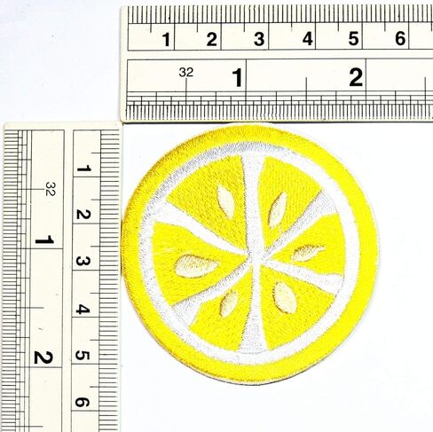 Umama Patch Set of 2 Lemon Fruit Iron On Sew On Applique Patches Cute Chic Chic Yellow Sour Lemon Fruit Cartoon Embroidered Badge Patch Decorative Repair Craft Costume or Reward Gift in Saudi Arabia