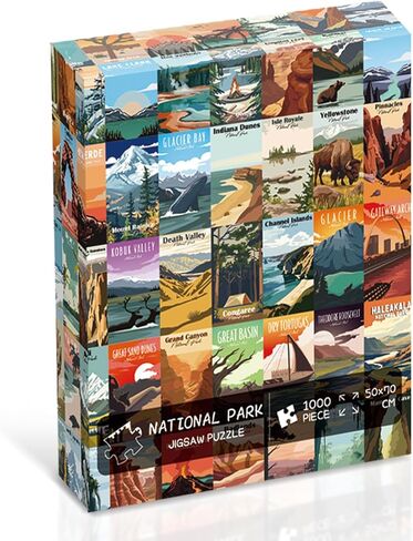 لغز 1000 قطعة للبالغين، ملصق سفر عتيق فريد من نوعه، لغز يضم المتنزهات الوطنية الأمريكية، لغز المناظر الطبيعية التعليمية للبالغين والعائلات (المتنزهات الوطنية - 1000 قطعة ألغاز) in Kuwait