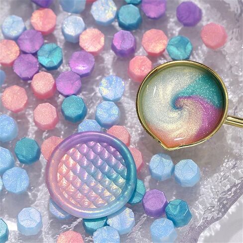 100 Glitter Wax Seal Beads Octagons - Sealing Wax Beads for Envelope, Card, Letter & Invitation Packages - 100 Pcs in Saudi Arabia