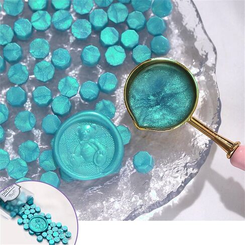 100 Glitter Wax Seal Beads Octagons - Sealing Wax Beads for Envelope, Card, Letter & Invitation Packages - 100 Pcs in Saudi Arabia