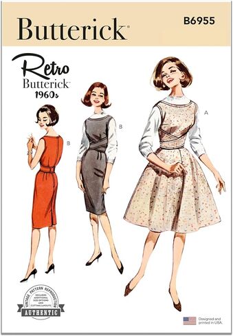 مجموعة أدوات خياطة البلوزة ذات العنق الضحل من الستينيات من Butterick Misses، رمز التصميم B6955، الأحجام 8-10-12-14-16 in Saudi Arabia