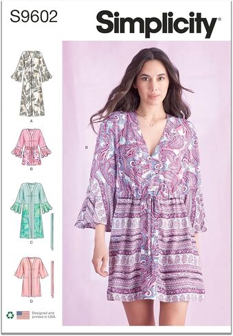Simplicity SS9602H5 Misses' Caftan and Wrap Sewing Pattern Packet, Design Code S9602, Sizes 6-8-10-12-14 in Saudi Arabia