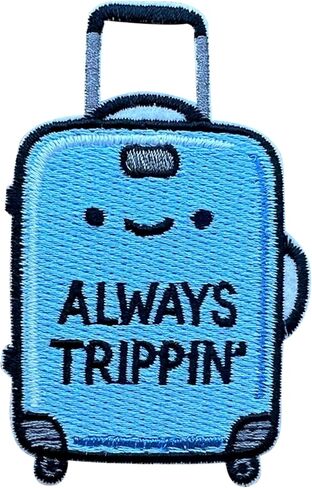 Always Trippin 3 Inches Embroidery Patch, Backpacking Iron On/Sew On Travel Embroidered Applique Patch, Travel Patches, Fabric Patches for Clothes Backpacks Hats, Travel DIY Accessories Gifts in Saudi Arabia