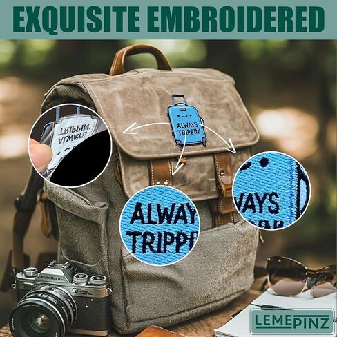 Always Trippin 3 Inches Embroidery Patch, Backpacking Iron On/Sew On Travel Embroidered Applique Patch, Travel Patches, Fabric Patches for Clothes Backpacks Hats, Travel DIY Accessories Gifts in Saudi Arabia