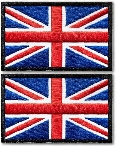 Tactical United Kingdom Flag Embroidered Patches (2 Pack) - 2"x 3" UK Flag Military Uniform Sew On Emblem Patch - Loop & Hook Fasteners Attach to Tactical Hats, Garment & Gears in Saudi Arabia