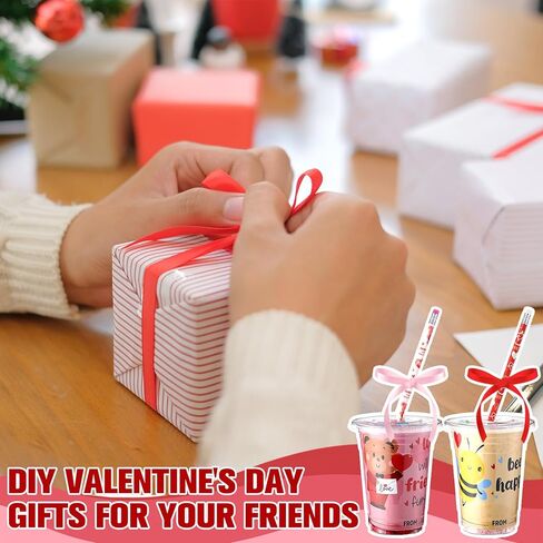 Vesici 323 Pcs Valentine's Day Gifts Bulk Valentines Party Favor Exchange Gift Galentines Supplies with Cup Cards Sticker Pencil Eraser Ruler Stamp (Valentine's Day Style A) in Saudi Arabia