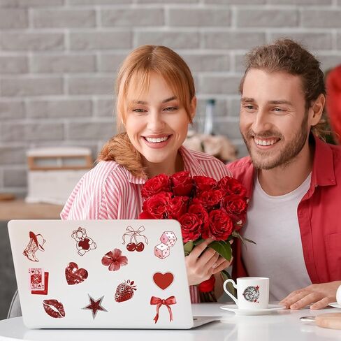 Whaline 1000 Pcs Valentine's Day Stickers Roll Vintage Red Heart Cherry Cool Aesthetic Downtown Girl Self Adhesive Decals for Wedding Anniversary Party DIY Craft Scrapbook Decor, 2 Rolls, 14 Design in Saudi Arabia