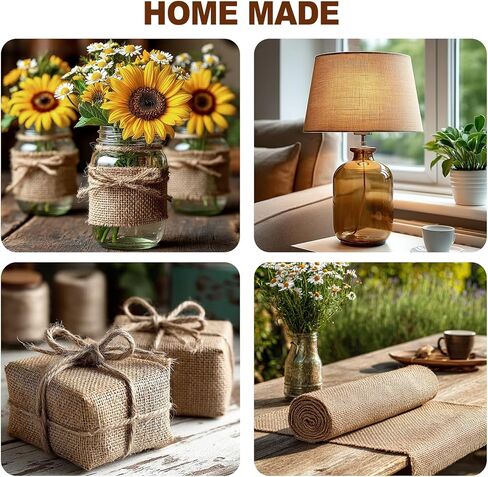 Natural Burlap Fabric Roll, 15FT Jute Ribbon for Gift Wrapping Craft Projects Wedding Decoration Home Decoration (Burlap, 6 Inch(15cm)) in Saudi Arabia