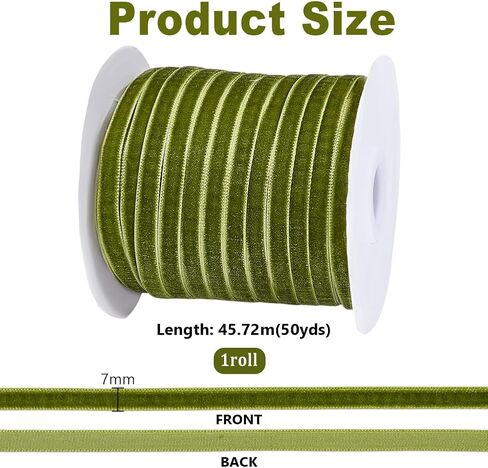 PH PandaHall 50 Yards Olive Green Velvet Ribbon, 1/4 Inch Single Face Velvet Satin Ribbon Craft Ribbons Trimming Ribbons for Gift Wrapping Bow Flower Bouquet Wreath Wedding St Patrick's Day in Saudi Arabia